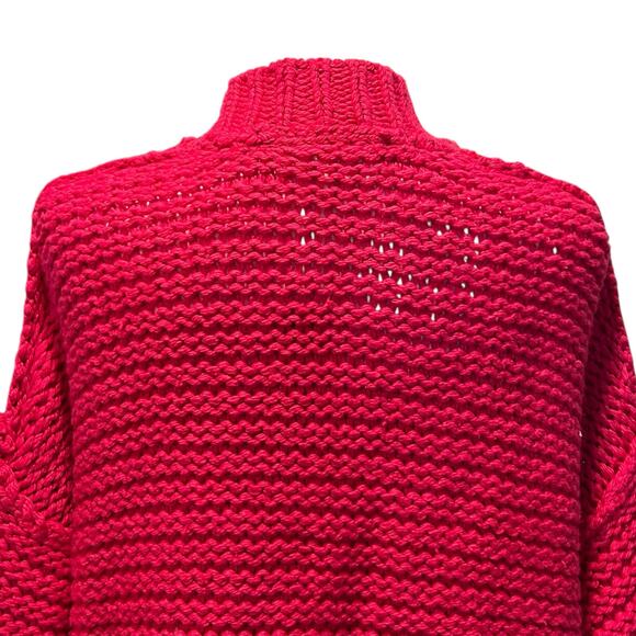 Moth Anthropologie Pink Cardigan Womens Sz XS Open Front High Low Chunky Knit - Picture 8 of 15